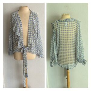 Free People Picnic Plaid Tie Front Kimono size OS